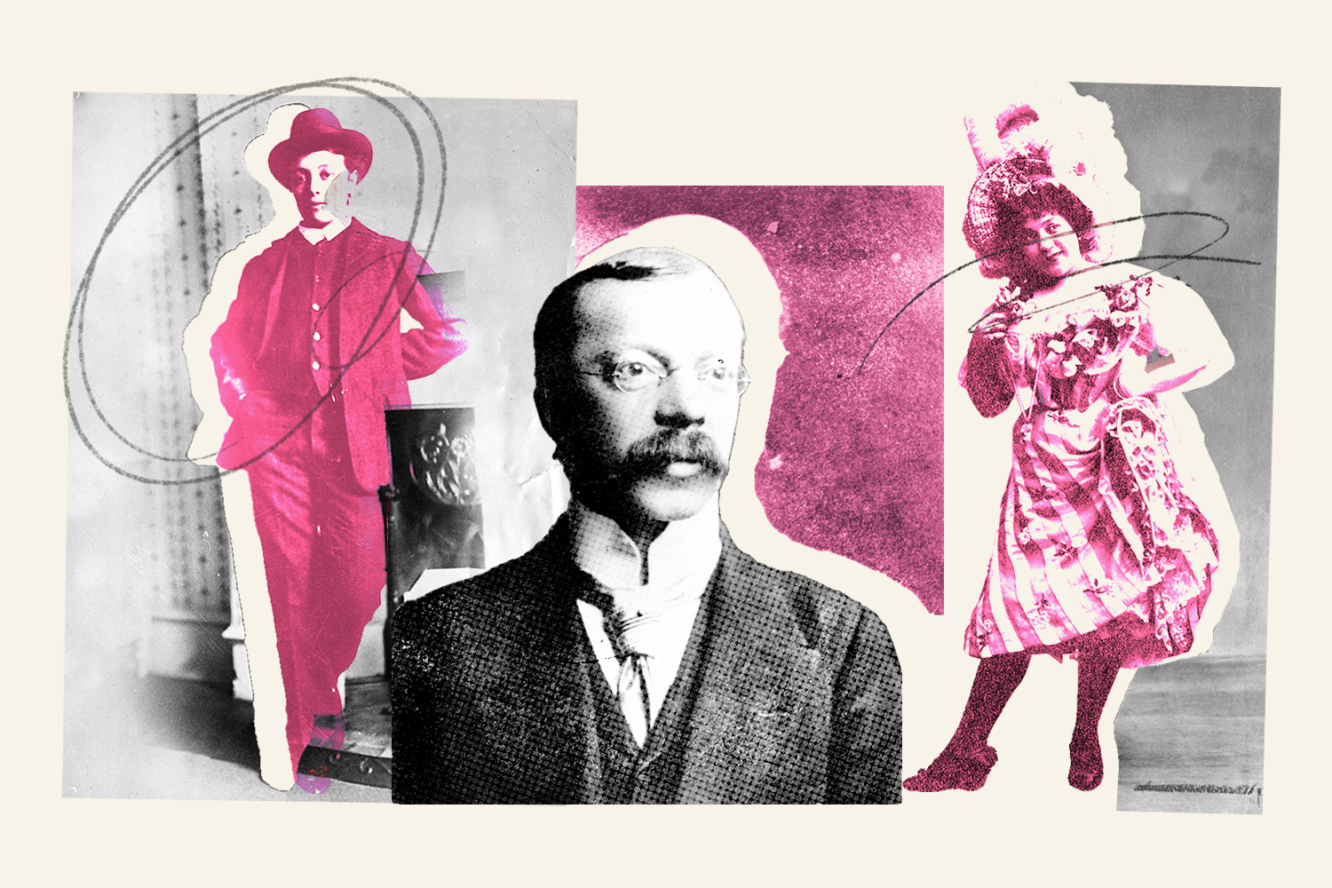 Collage of three historical figures.
